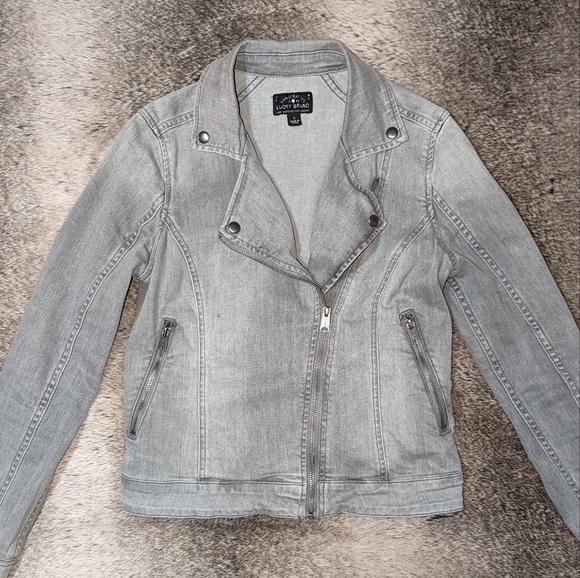 Lucky Brand Denim Moto Jacket Grey Women's Small - Picture 6 of 9